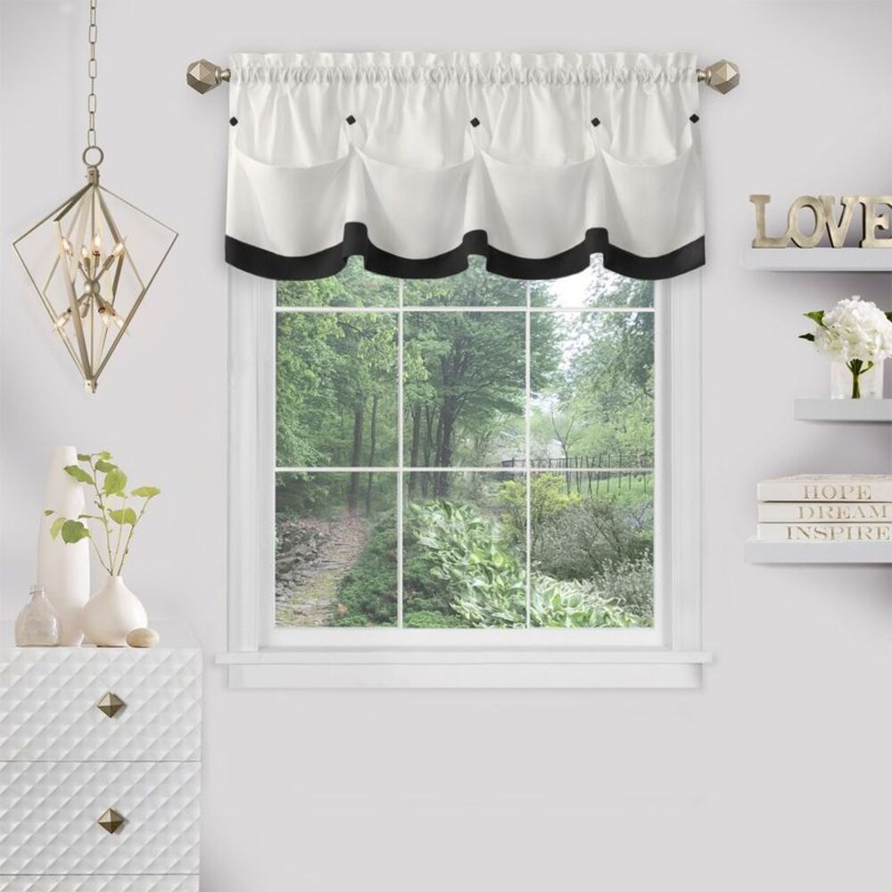 ACHIM-Lana Window Curtain Valance 58x14Black